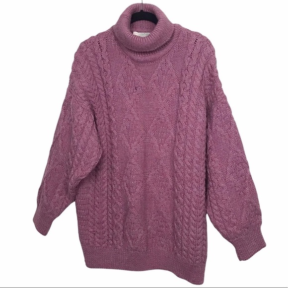 Cladyknit 100% Wool Pink Purple Knit Sweater - Picture 1 of 8